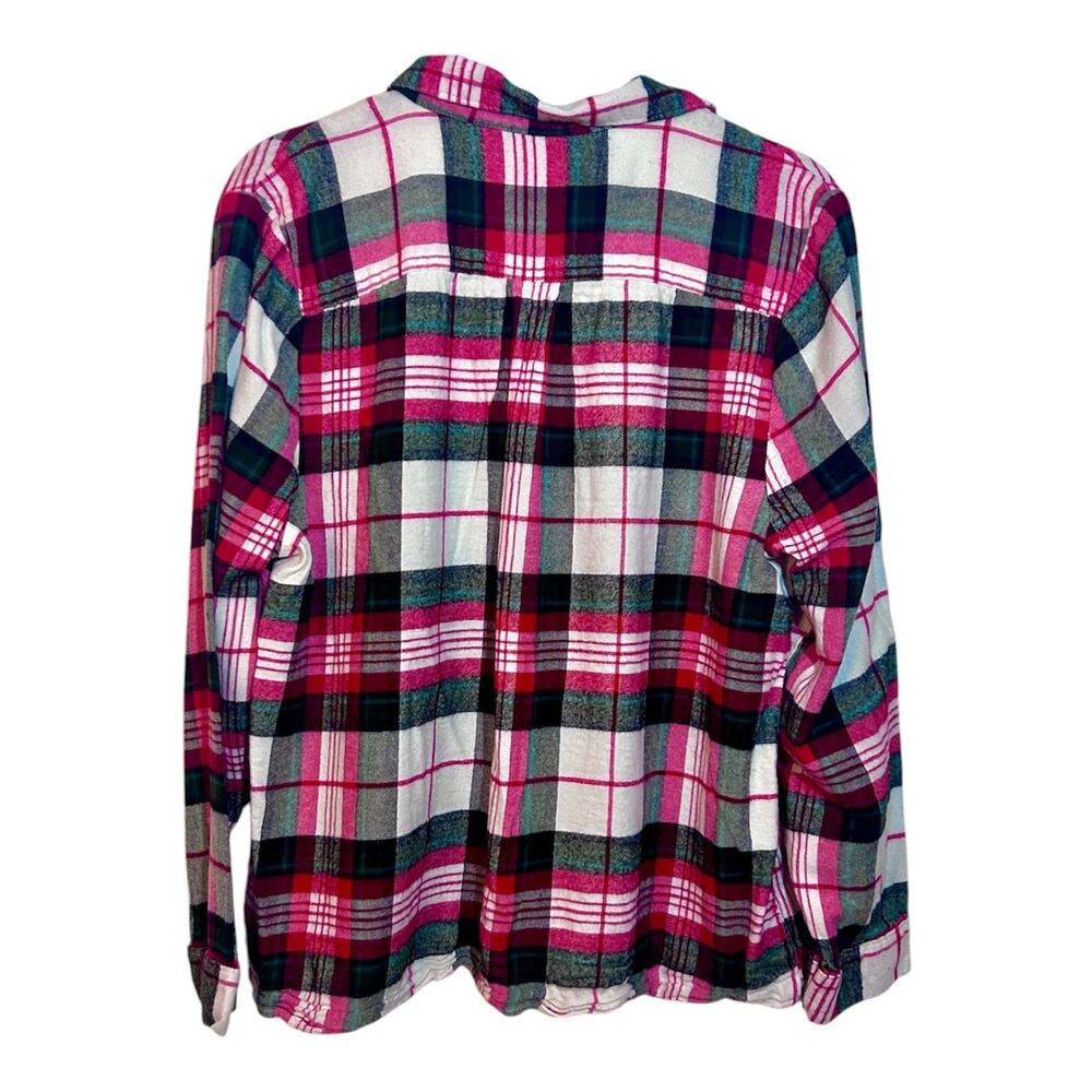 Women’s Super Soft Lightweight Loose Fitting Holiday Red & Green Winter Flannel - Picture 2 of 10